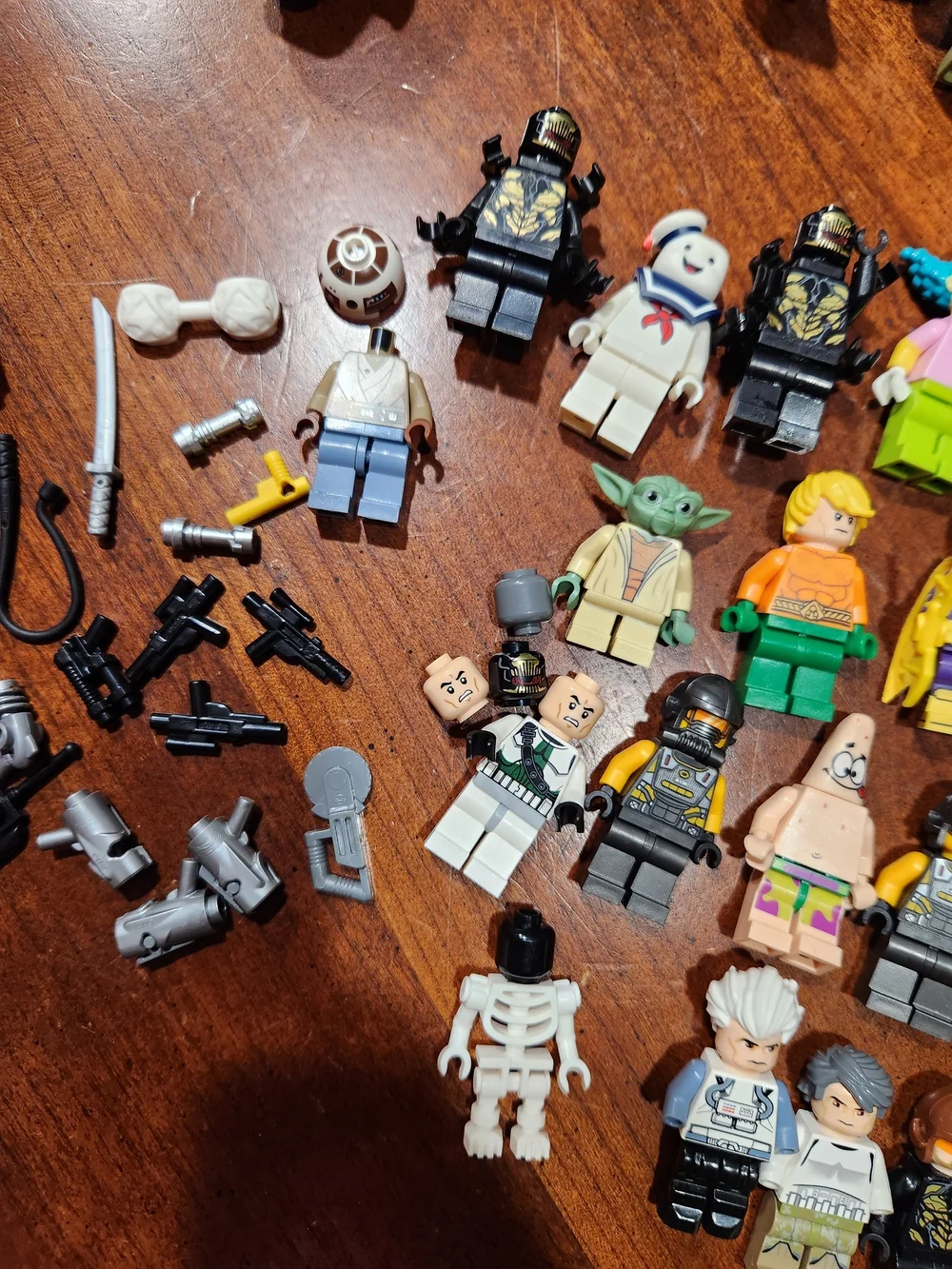 Lego Minifigure & Accessory Lot with Purple, Green, White, Black, Yellow Accents